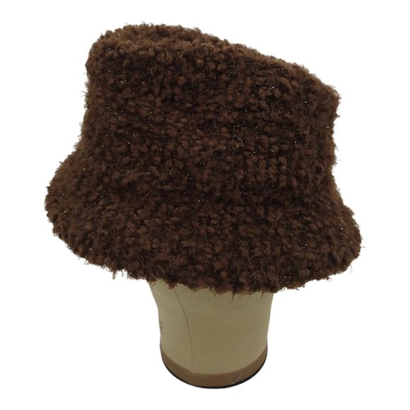 Cejon Brown Nubby Shaggy Sparkle Bucket Hat Floral Blossom One Size Festival Y2K - Picture 4 of 12